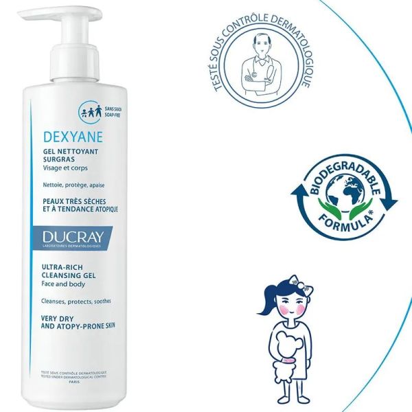 Ducray Dexyane gel nettoyant surgras 400ml