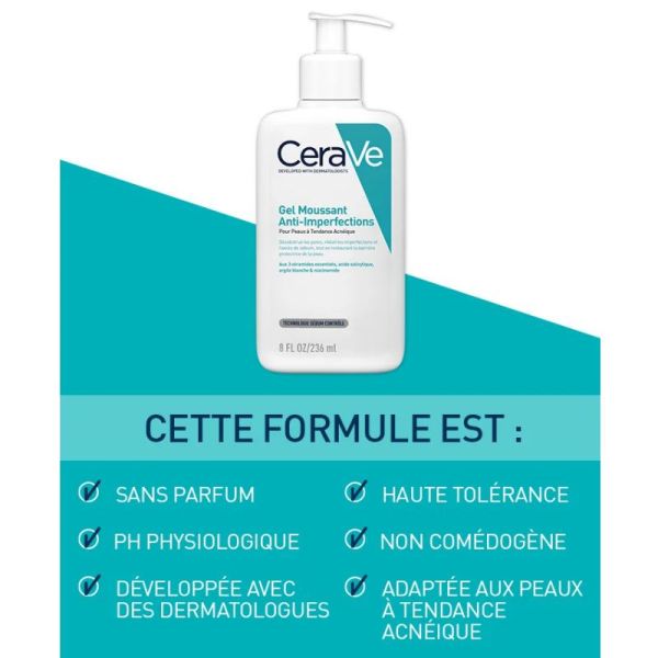 CeraVe gel moussant anti-imperfections peaux à tendance acnéique 473ml