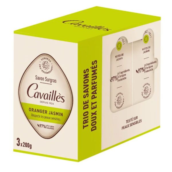 Cavailles surgras pro-régénérant savon oranger jasmin 3 x 200g