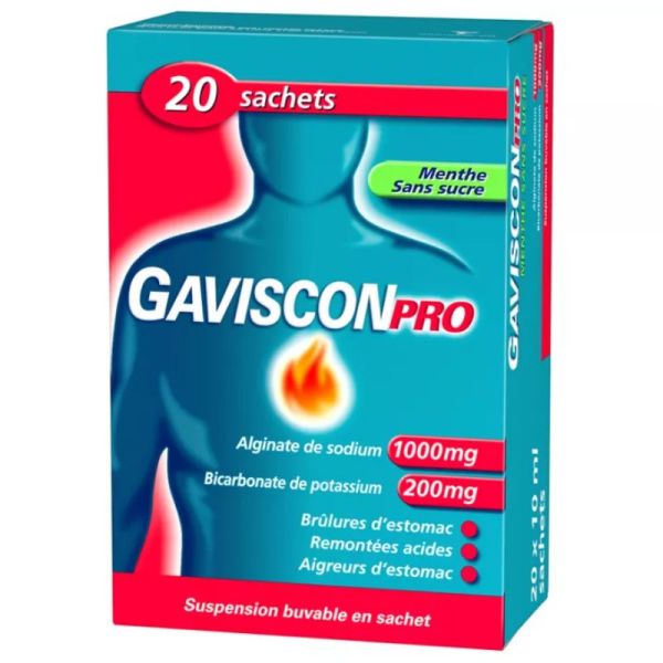 Gaviscon Pro menthe stick Sans sucre 20 sachets