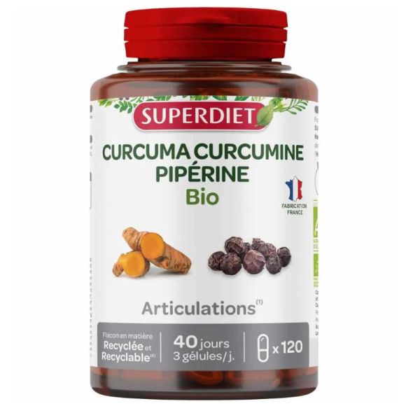Superdiet Curcuma curcumine piperine bio 120 gélules
