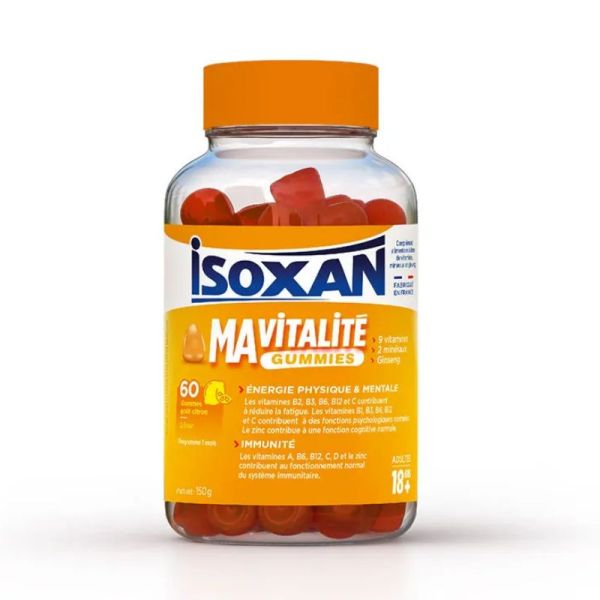 Isoxan Ma Vitalité énergie physique & mentale immunité goût citron adultes 60 gummies
