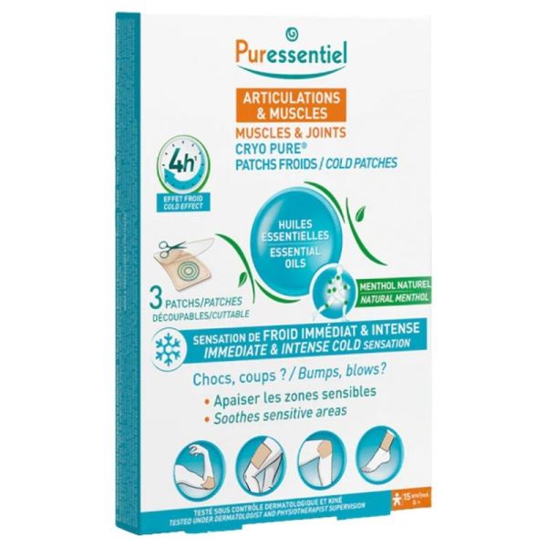 Puressentiel Cryo Pure patchs froids aux huiles essentielles 3 patchs découplables