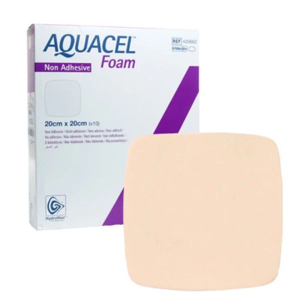 Aquacel Foam non adhésif Pansement hydrocellulaire 20 cm x 20cm Boite de 10 pansements