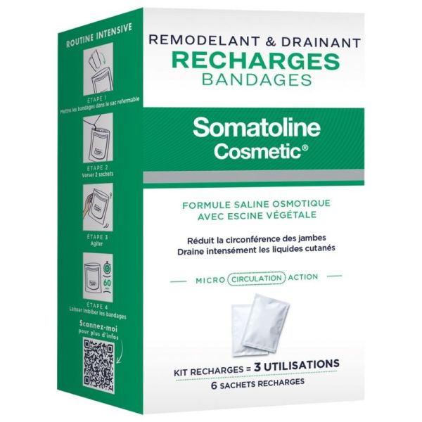 Somatoline Cosmetic remodelant et Drainant recharges bandages 6 Sachets
