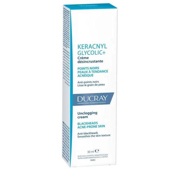 Ducray Keracnyl Glycolic+ crème désincrustante boutons et points noirs 30ml