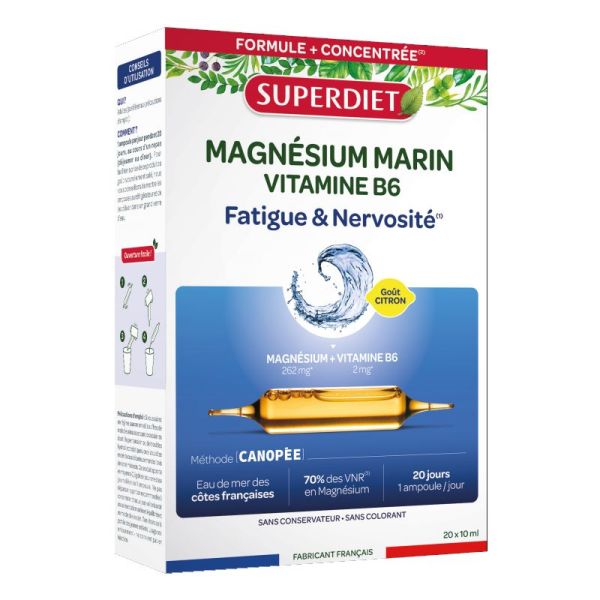 Superdiet Magnésium marin vitamine B6 20 ampoules