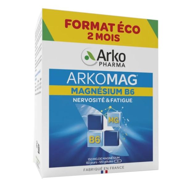 Arkomag magnésium B6 nervosité fatigue 120 gélules