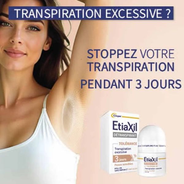 Etiaxil détranspirant déodorant roll-on Tolérance 3 jours peaux sensibles 15ml