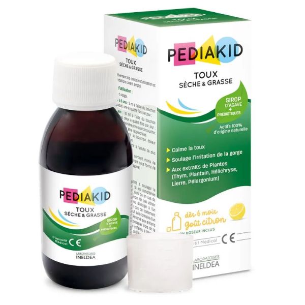 Pediakid sirop toux sèche et grasse gout citron 125ml