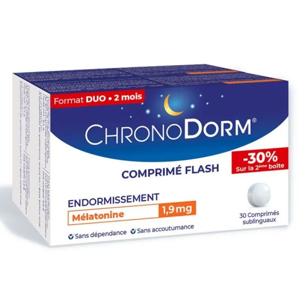 Chronodorm Mélatonine 1.9mg Flash 2x30 Comprimes Sublinguaux
