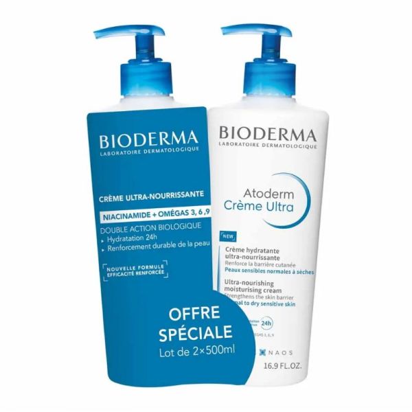Atoderm crème ultra-nourrissante new sans parfum 2 x 500 ml