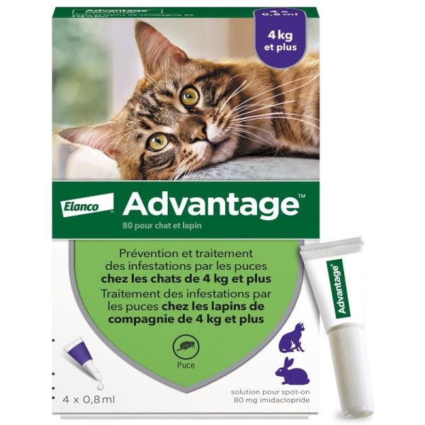 Elanco Advantage chats & lapins +4kg 4 pipettes