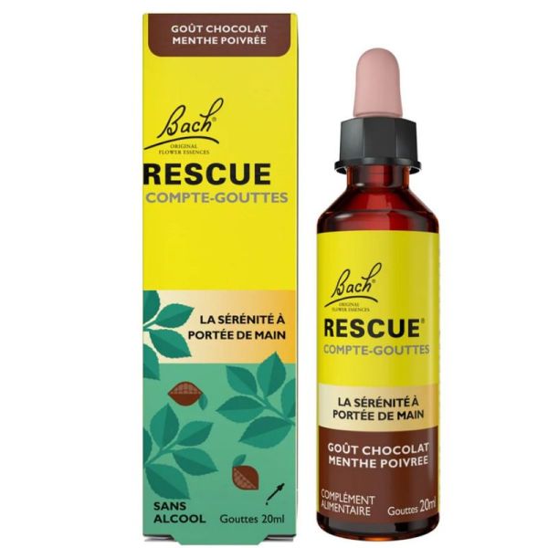 Bach Rescue compte-gouttes goût chocolat menthe poivrée 20ml