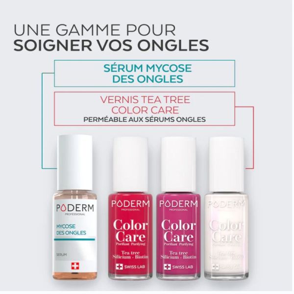 Poderm Color Care Vernis à Ongles Soin Tea Tree Rouge Rose 8ml