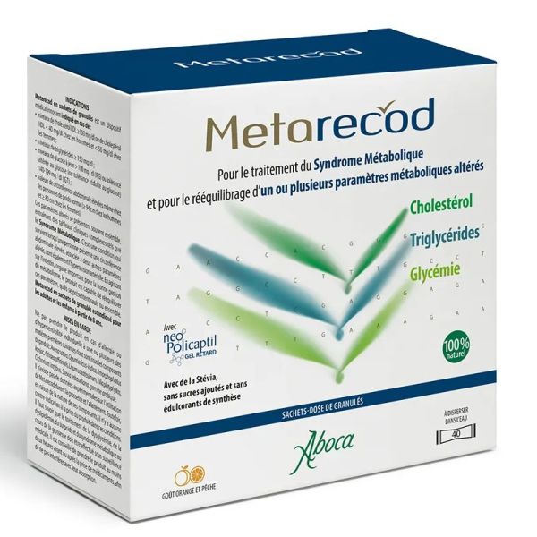 Aboca Metarecod Rééquilibrage du Cholestérol, Triglycérides et Glycémie 40 Sachets Granulés de 2.5g