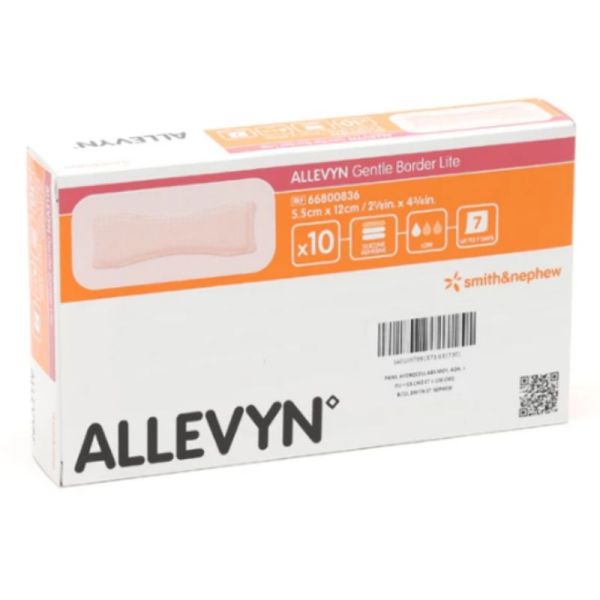 Allevyn Gentle Border Lite Rectangle pansement adhésif siliconé 5,5X12 cm 10 pansements pansements