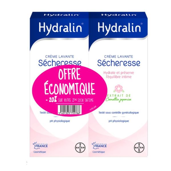 Hydralin crème lavante intime sécheresse 2 x 200ml