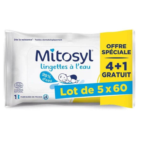 Mitosyl lingettes à l'eau, Offre spéciale 4 + 1 gratuit