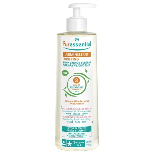 Puressentiel Assainissant Savon Surgras aux 3 Huiles Essentielles BIO 500ml