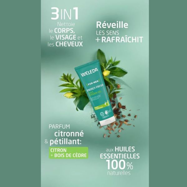 Weleda homme Energy Fresh gel douche 3en1  200ml