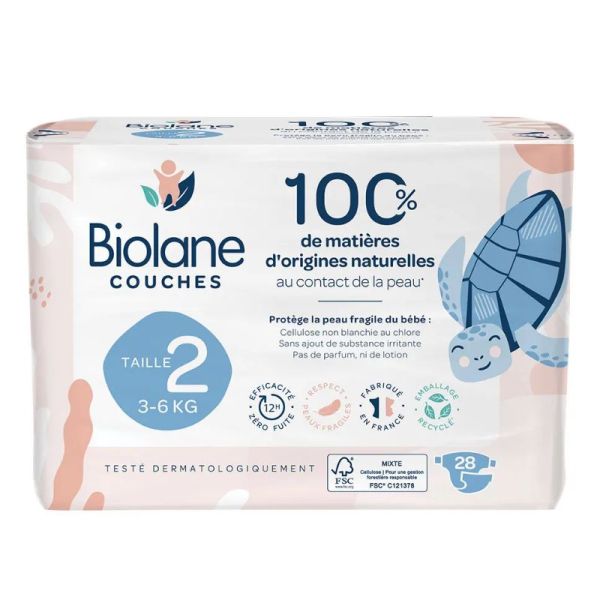 Biolane couches naturelles 28 couches taille 2 (3-6 Kg)