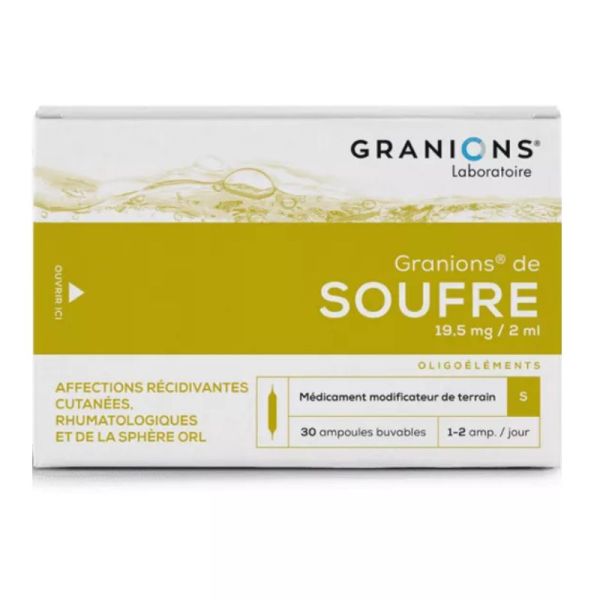 Granions de Soufre  Oligoéléments 30 ampoules buvables