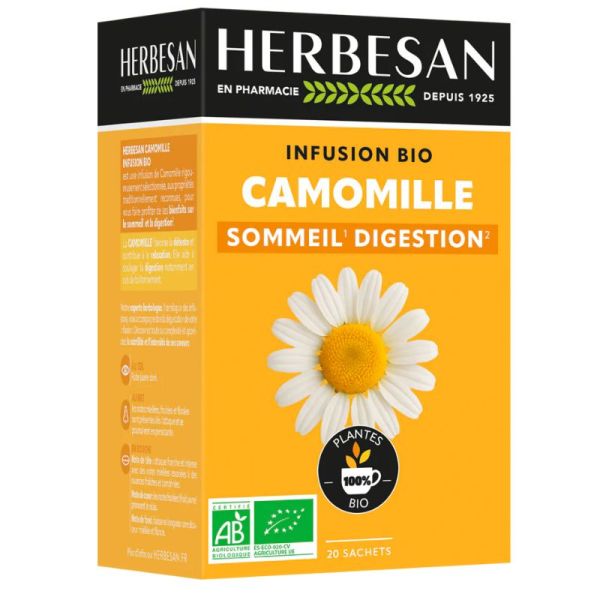 Herbesan Infusion Camomille Bio 20 Sachets