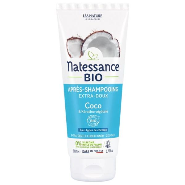 Natessance après-shampooing extra-doux coco bio et kératine végétale 200 ml