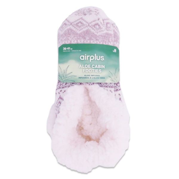 Airplus Aloe Cabin footies Chaussons hydratants mauves Pointure 36-41