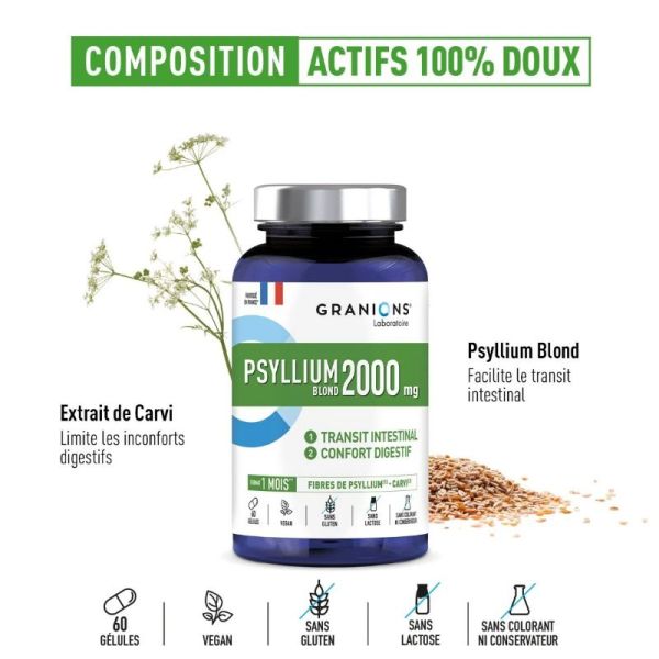 Granions Psyllium blond 2000 mg 60 gélules