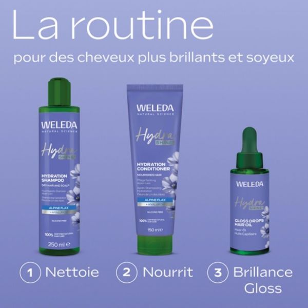 Weleda Hydra Shine shampoing hydratant au Fleurs de Lin des Alpes 150ml