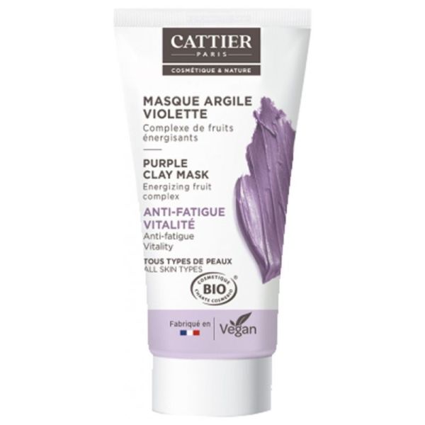 Cattier masque argile Violette tous types de peaux Bio 30 ml