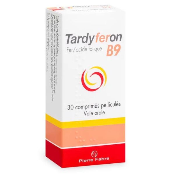 Tardyferon B9, vitamine, fer 30 comprimés pelliculés