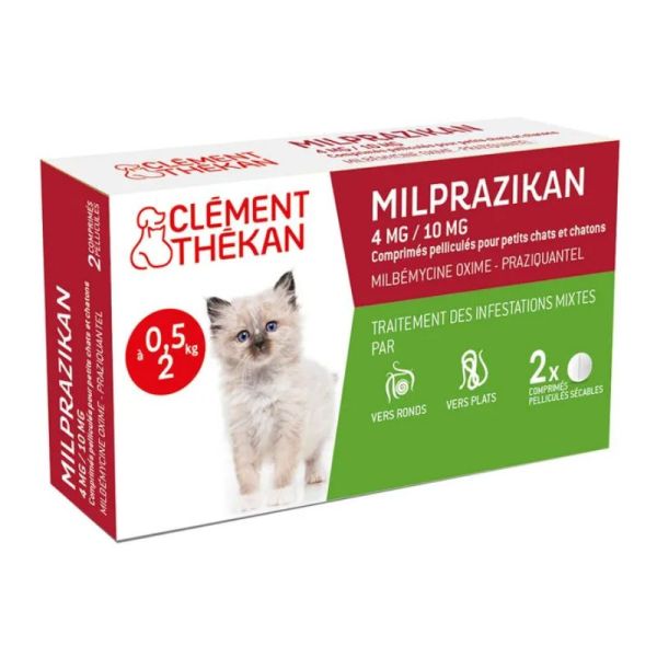 Clément Thékan Vermifuge Milprazikan Chaton t4mg / 10mg 2 comprimés