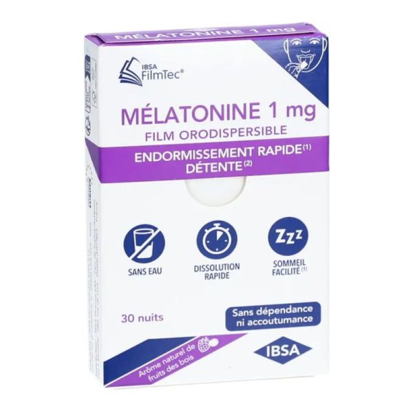 IBSA Mélatonine film orodispersible 1 mg Boîte de 30 comprimés