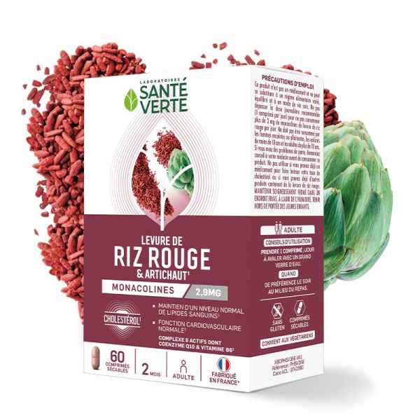 Sante Verte Levure riz rouge & artichaut cholestérol 60 comprimés