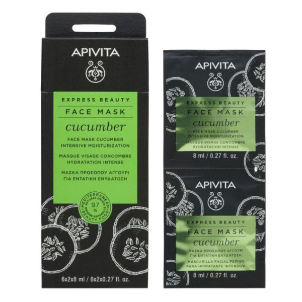 Apivita masque visage hydratation intense au concombre 2 x 8 ml