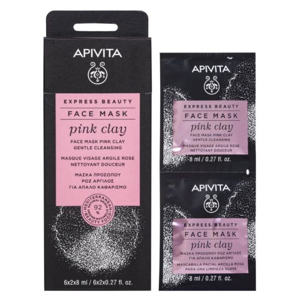 Apivita Masque visage nettoyant doux à l'argile rose 2 x 8 ml