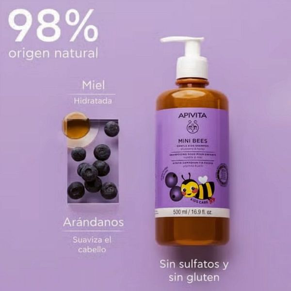 Apivita Mini Bees shampooing doux pour enfant myrtille et miel 500ml