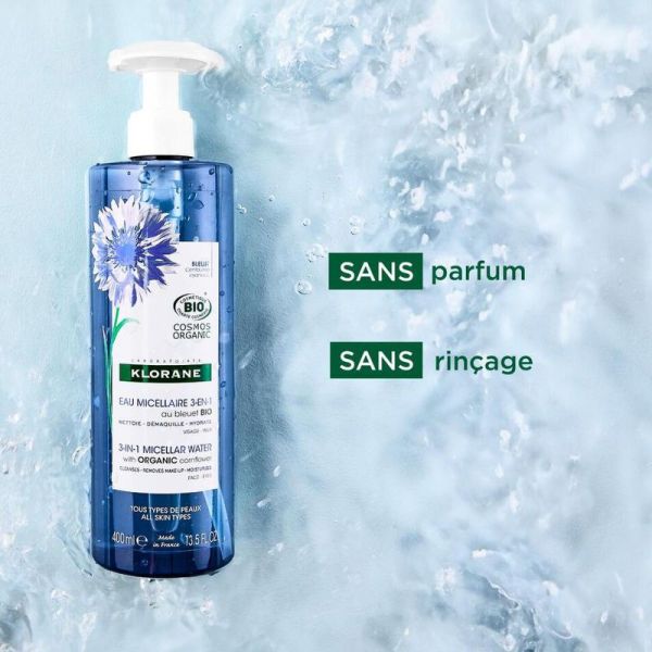 Klorane Bleuet Bio eau micellaire 3-en-1 visage, yeux 100ml