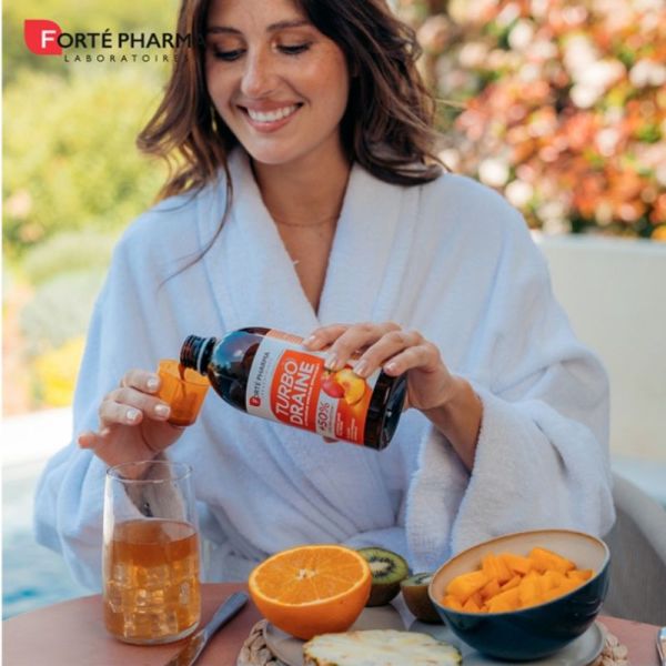 Forte Pharma Turbodraine solution buvable goût thé vert pêche 2x500ml