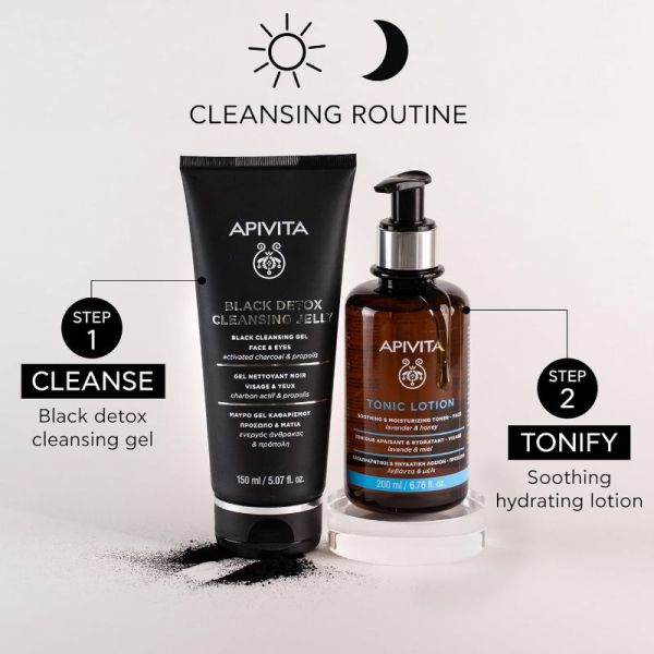 Apivita Black Détox gel nettoyant noir visage et yeux 150ml