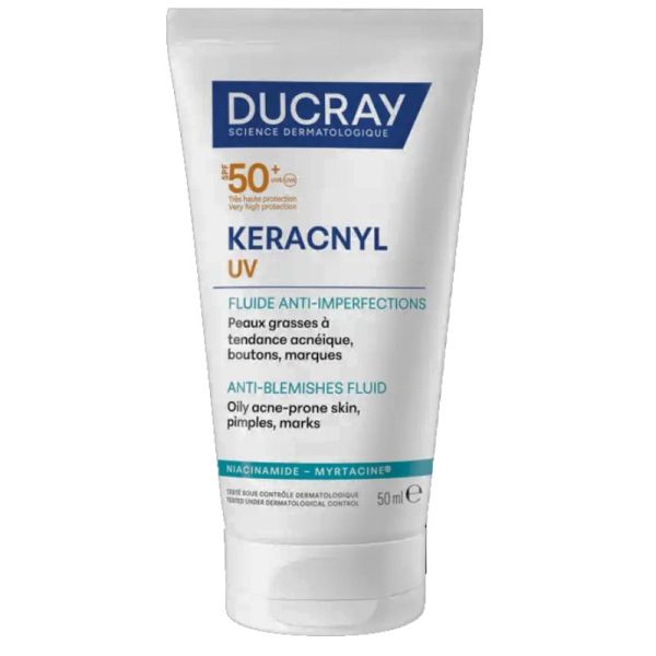 Ducray fluide anti-imperfections SPF50+ peau grasse à tendance acnéique 50ml