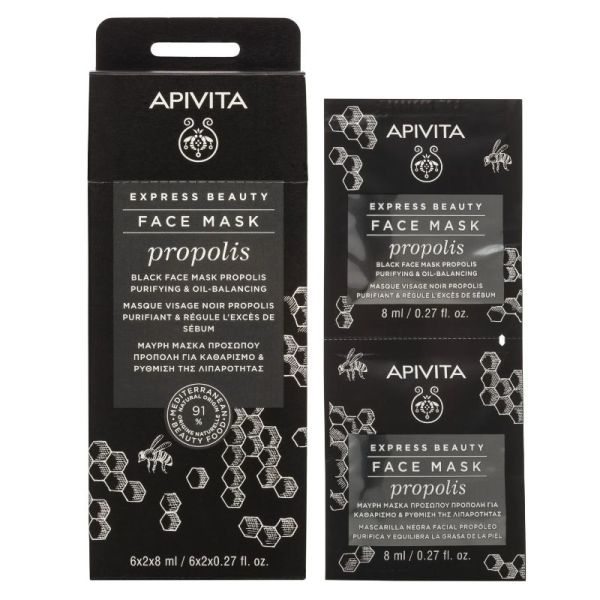 Apivita masque visage noir purifiant et équilibrant à la propolis 2 x 8 ml