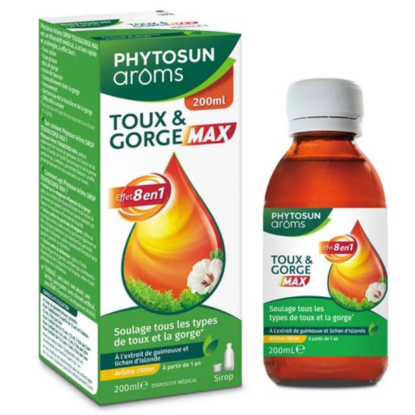 Phytosun Arôms Toux et gorge Max sirop effet 8en1 200ml