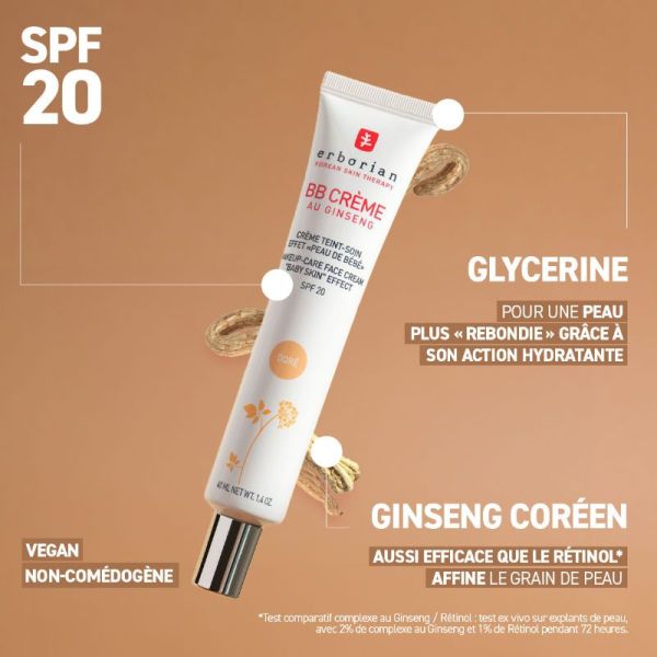 Erborian BB crème au Ginseng teint soin "peau de bébé" teinte Caramel 40ml