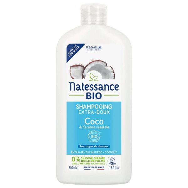 Natessance Shampooing extra-doux coco bio et kératine végétale 500ml