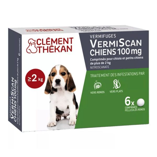 Clément Thékan Vermiscan chiots et petits chiens 100mg 6 comprimés