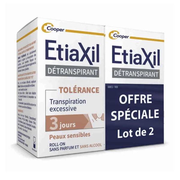 Etiaxil detranspirant séodorant Roll-On 3 jours peaux sensibles 2x15ml